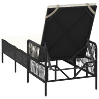 Produktbild för Solstol Svart och krämvit 55 x 200 x 92 cm konstrotting