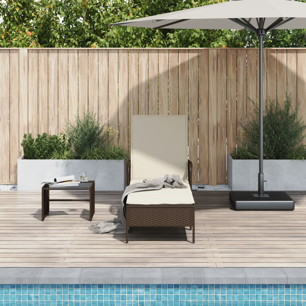 Produktbild för Solstol Brun och krämvit 55 x 200 x 92 cm konstrotting
