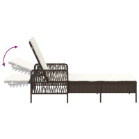 Produktbild för Solstol Brun och krämvit 55 x 200 x 92 cm konstrotting