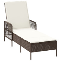 Produktbild för Solstol Brun och krämvit 55 x 200 x 92 cm konstrotting