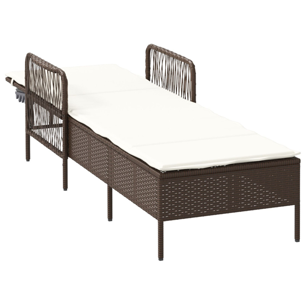 Produktbild för Solstol Brun och krämvit 55 x 200 x 92 cm konstrotting