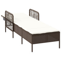 Produktbild för Solstol Brun och krämvit 55 x 200 x 92 cm konstrotting
