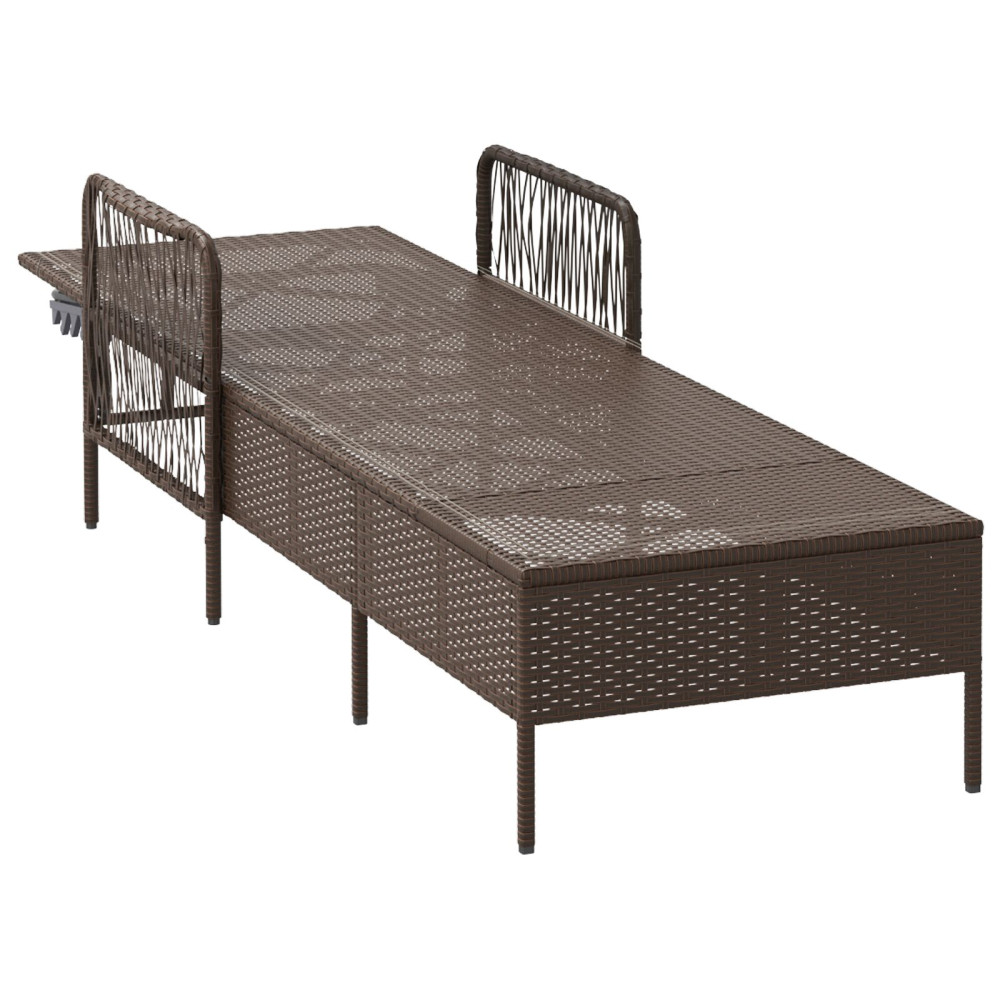 Produktbild för Solstol Brun och krämvit 55 x 200 x 92 cm konstrotting