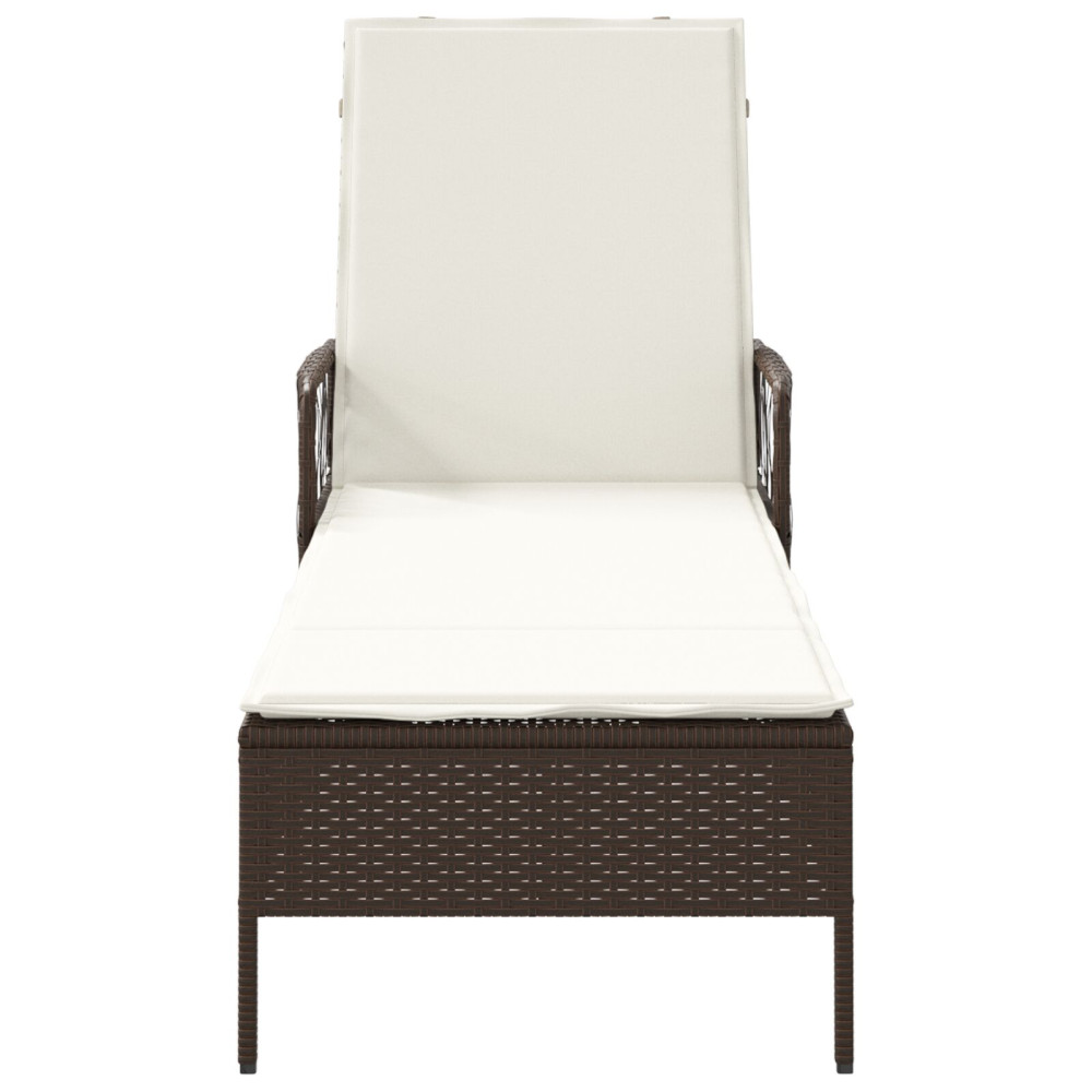 Produktbild för Solstol Brun och krämvit 55 x 200 x 92 cm konstrotting
