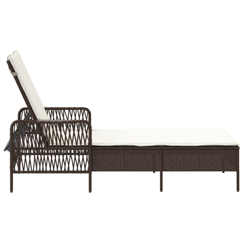 Produktbild för Solstol Brun och krämvit 55 x 200 x 92 cm konstrotting