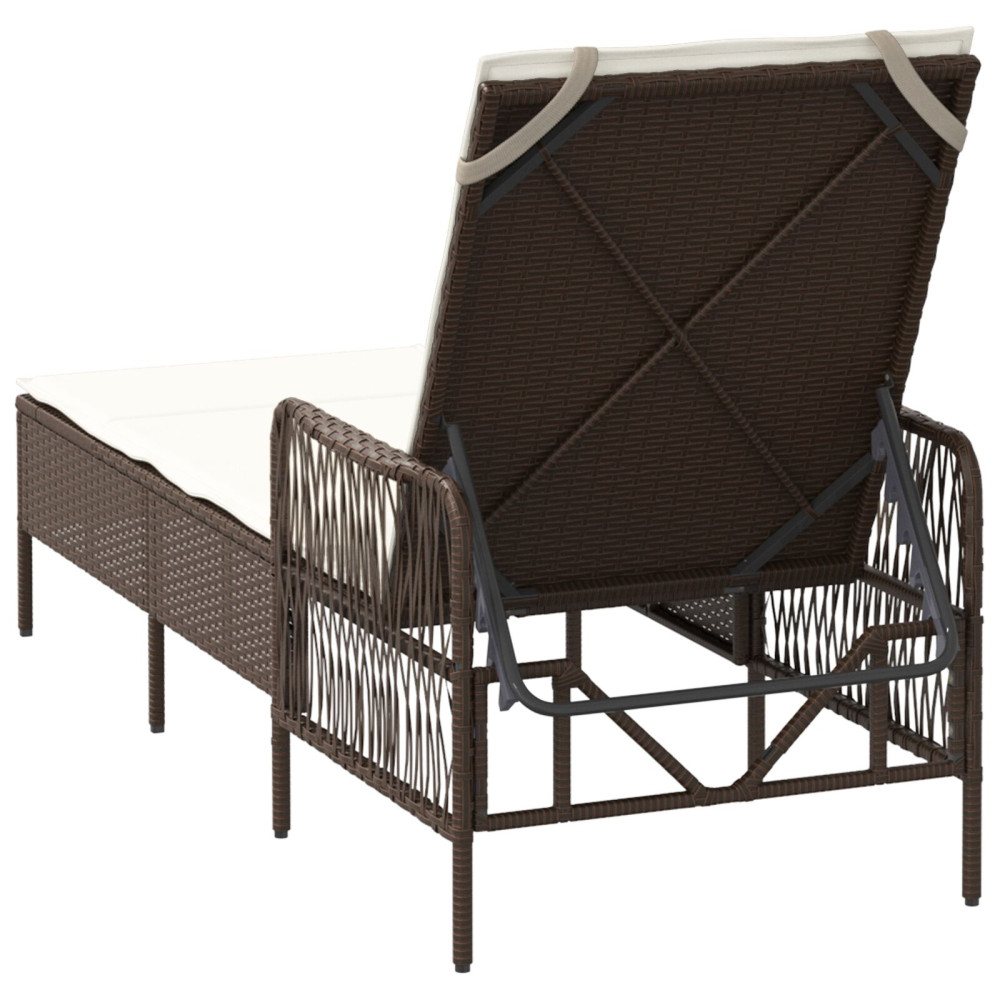 Produktbild för Solstol Brun och krämvit 55 x 200 x 92 cm konstrotting
