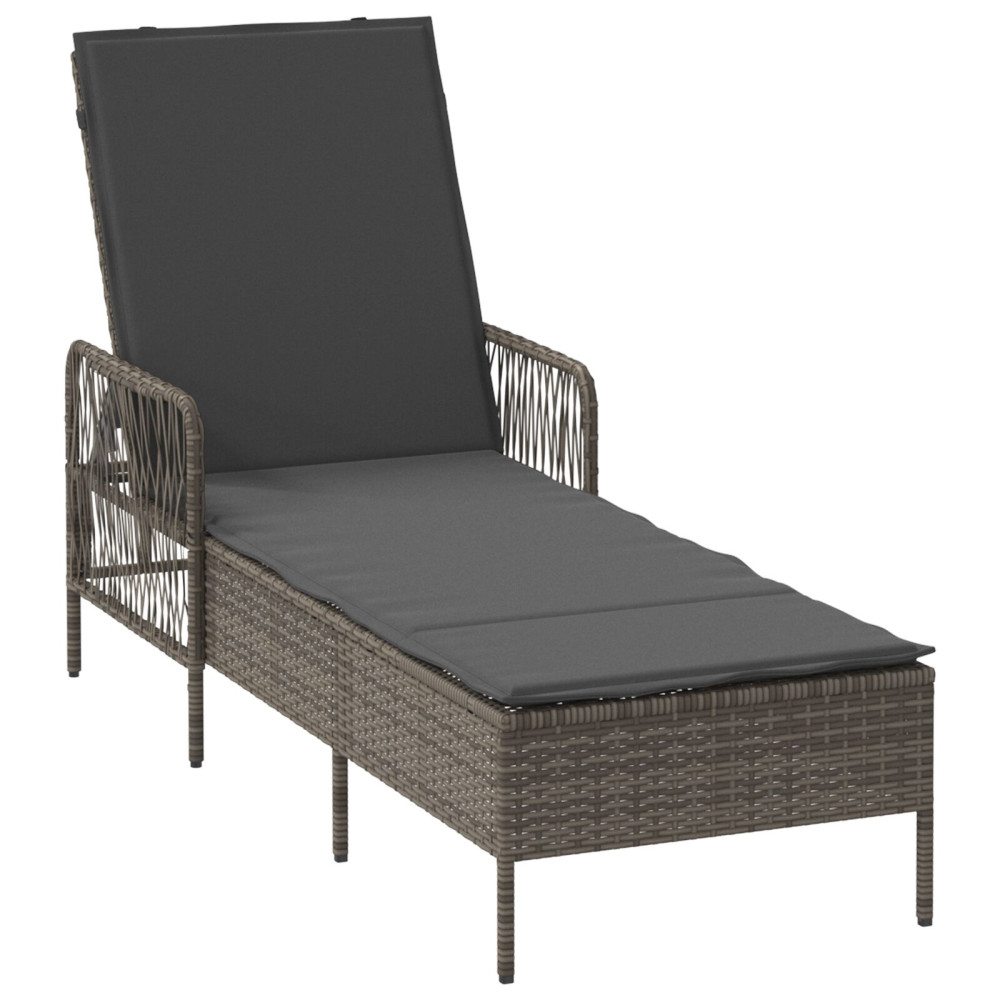 Produktbild för Solstol Grå och mörkgrå 200 x 55 x 92 cm konstrotting