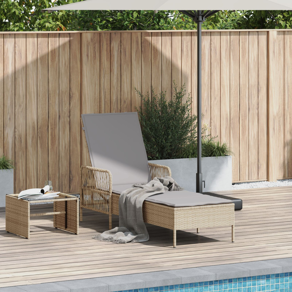 Produktbild för Solstol Beige och Ljusgrå 200 x 55 x 92 cm konstrotting