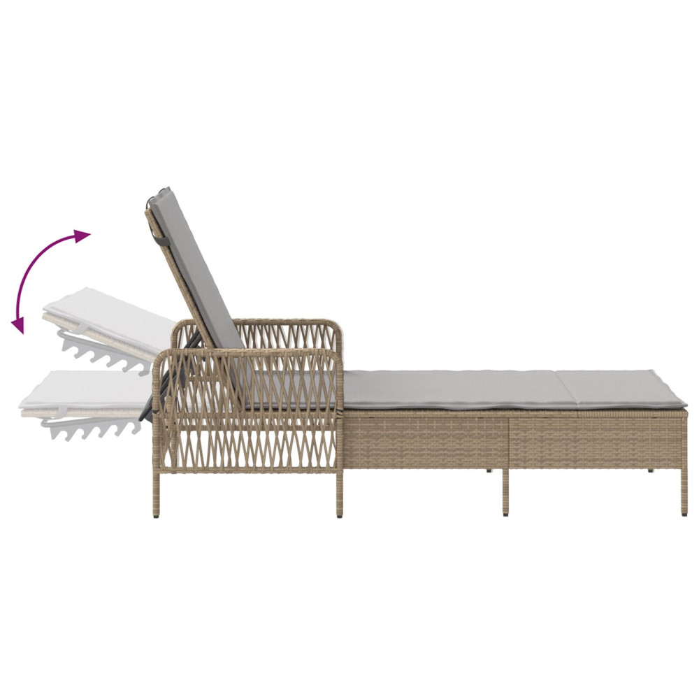 Produktbild för Solstol Beige och Ljusgrå 200 x 55 x 92 cm konstrotting