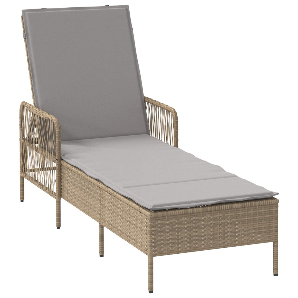 Produktbild för Solstol Beige och Ljusgrå 200 x 55 x 92 cm konstrotting