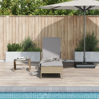 Produktbild för Solstol Beige och Ljusgrå 200 x 55 x 92 cm konstrotting