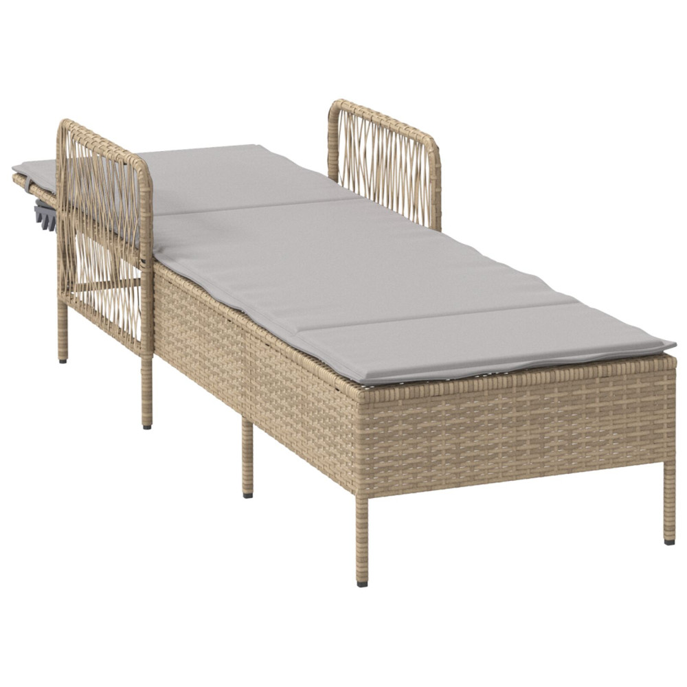 Produktbild för Solstol Beige och Ljusgrå 200 x 55 x 92 cm konstrotting