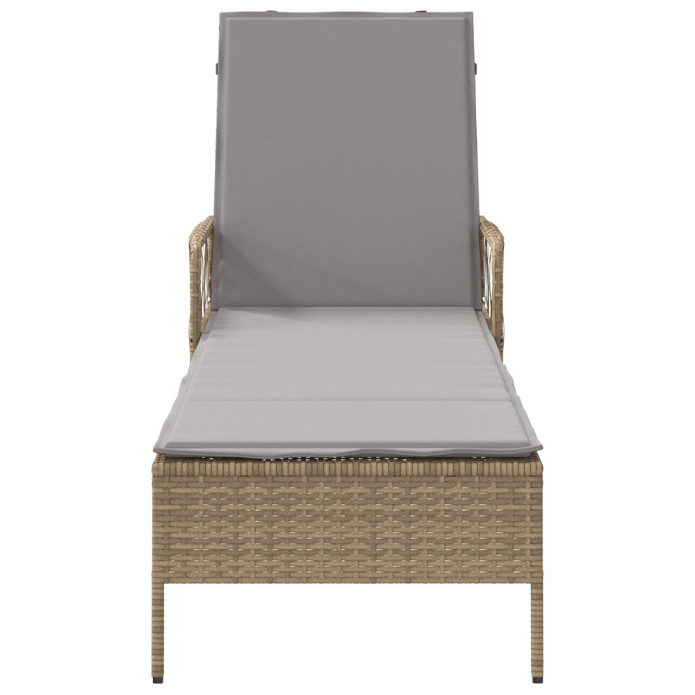 Produktbild för Solstol Beige och Ljusgrå 200 x 55 x 92 cm konstrotting