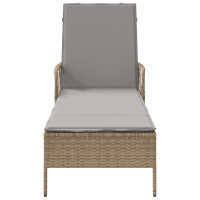 Produktbild för Solstol Beige och Ljusgrå 200 x 55 x 92 cm konstrotting