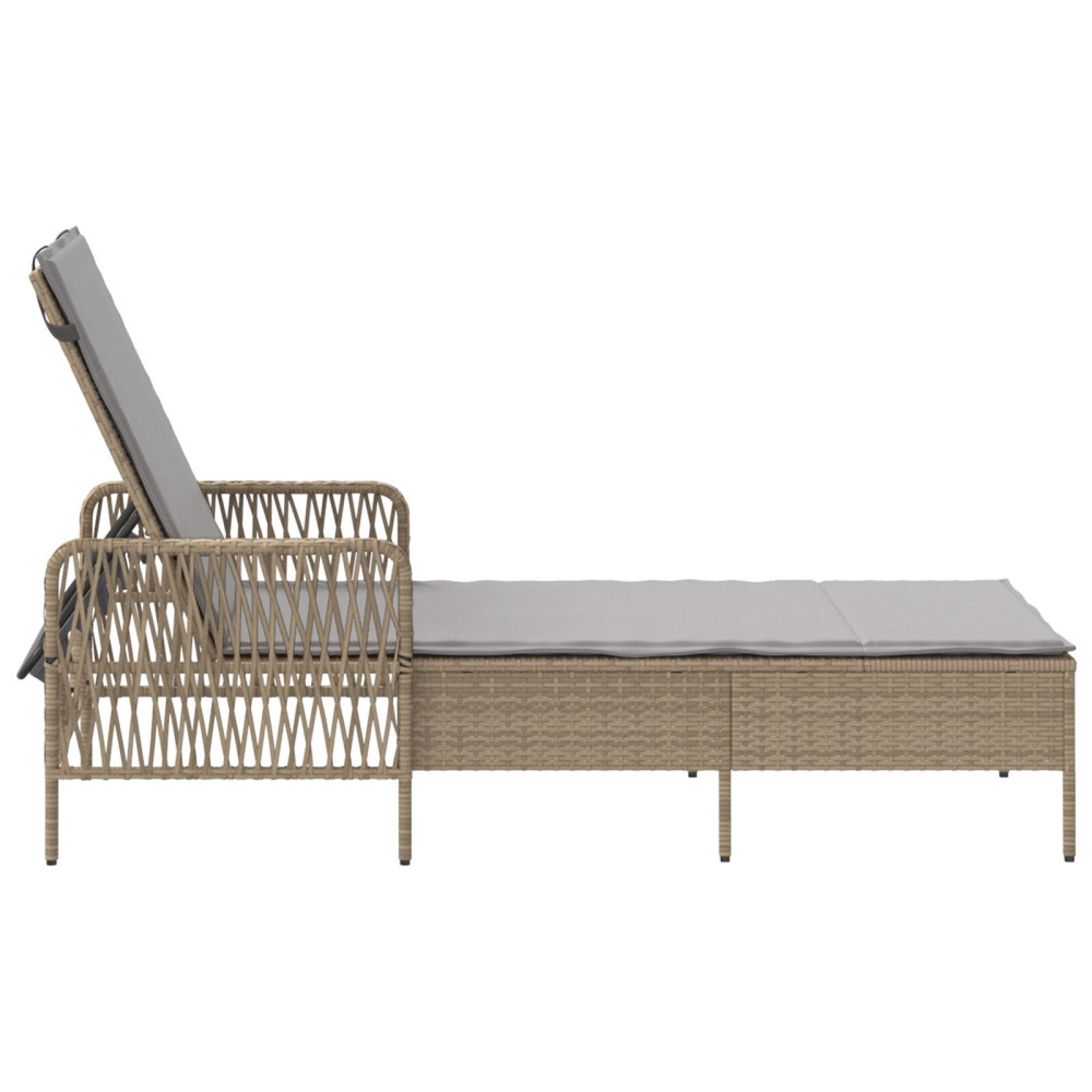Produktbild för Solstol Beige och Ljusgrå 200 x 55 x 92 cm konstrotting