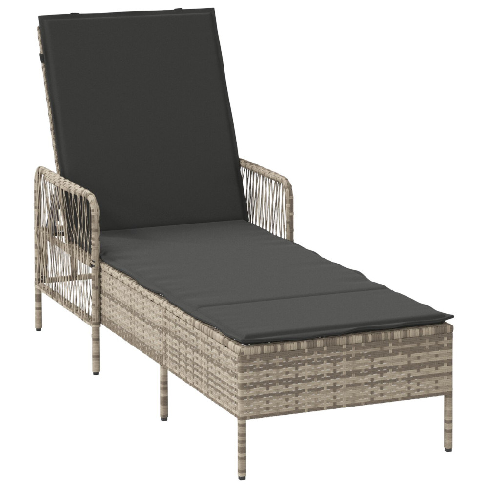 Produktbild för Solstol Ljusgrå och mörkgrå 200 x 55 x 92 cm konstrotting