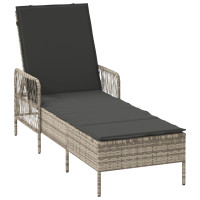 Produktbild för Solstol Ljusgrå och mörkgrå 200 x 55 x 92 cm konstrotting