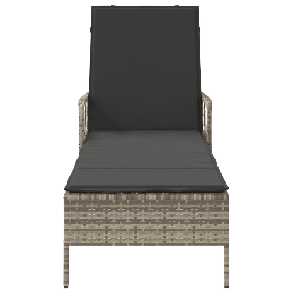 Produktbild för Solstol Ljusgrå och mörkgrå 200 x 55 x 92 cm konstrotting