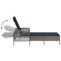 Produktbild för Solstol Grå och Marinblå 200 x 55 x 92 cm konstrotting