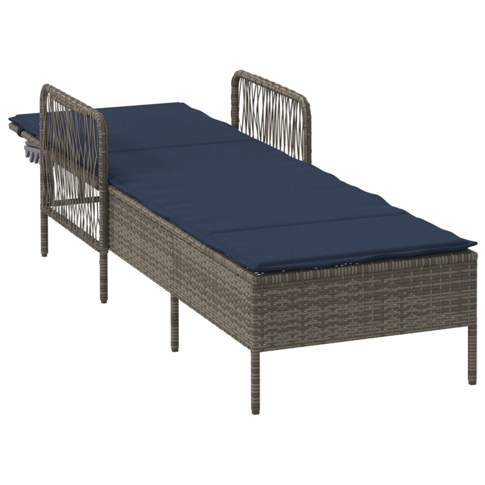 Produktbild för Solstol Grå och Marinblå 200 x 55 x 92 cm konstrotting