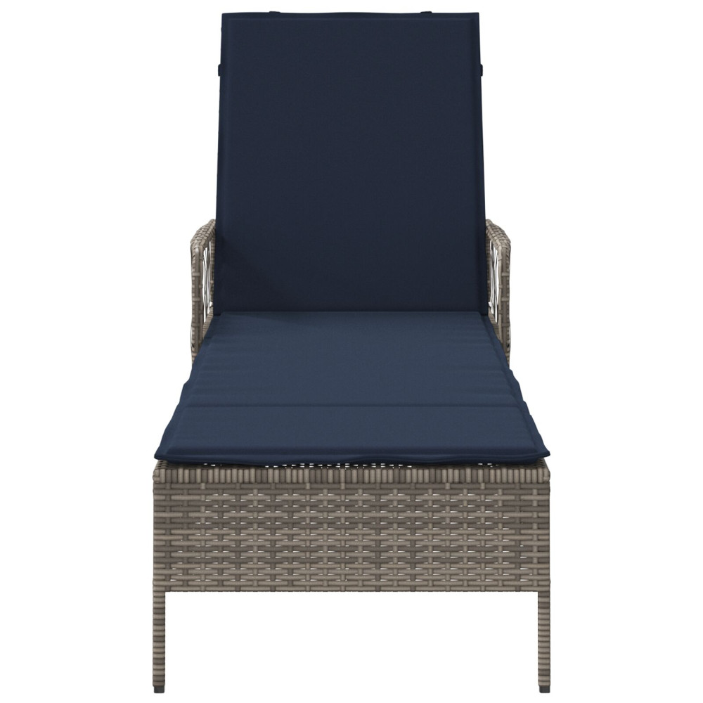 Produktbild för Solstol Grå och Marinblå 200 x 55 x 92 cm konstrotting