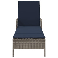 Produktbild för Solstol Grå och Marinblå 200 x 55 x 92 cm konstrotting