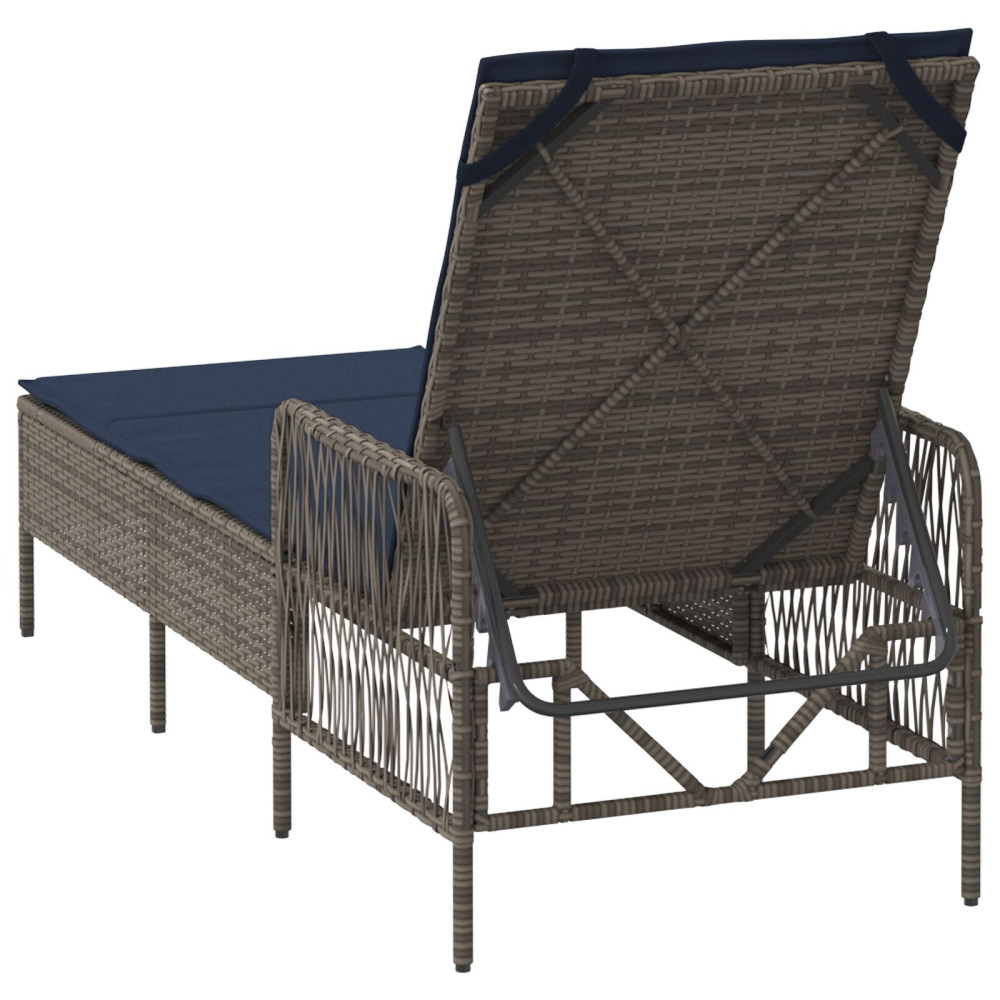 Produktbild för Solstol Grå och Marinblå 200 x 55 x 92 cm konstrotting