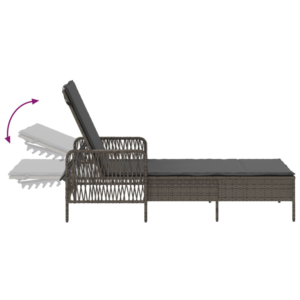 Produktbild för Solstol 3 pcs Grå och mörkgrå 55 x 200 x 92 cm konstrotting