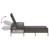 Produktbild för Solstol 3 pcs Grå och mörkgrå 55 x 200 x 92 cm konstrotting