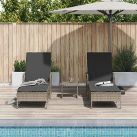 Produktbild för Solstol 3 pcs Grå och mörkgrå 55 x 200 x 92 cm konstrotting
