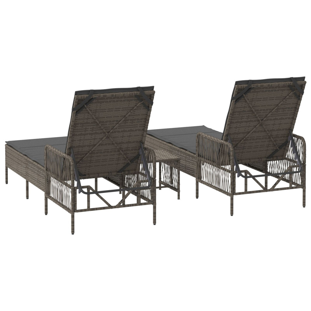 Produktbild för Solstol 3 pcs Grå och mörkgrå 55 x 200 x 92 cm konstrotting