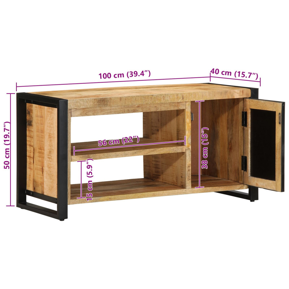 Produktbild för Skobänk Brun 100 x 40 x 50 cm Massivt Mangoträ