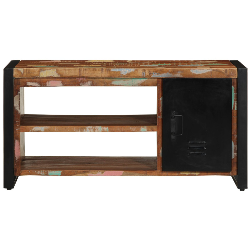 Produktbild för Skobänk Flerfärgsdesign 100 x 40 x 50 cm Massivt återvunnet trä