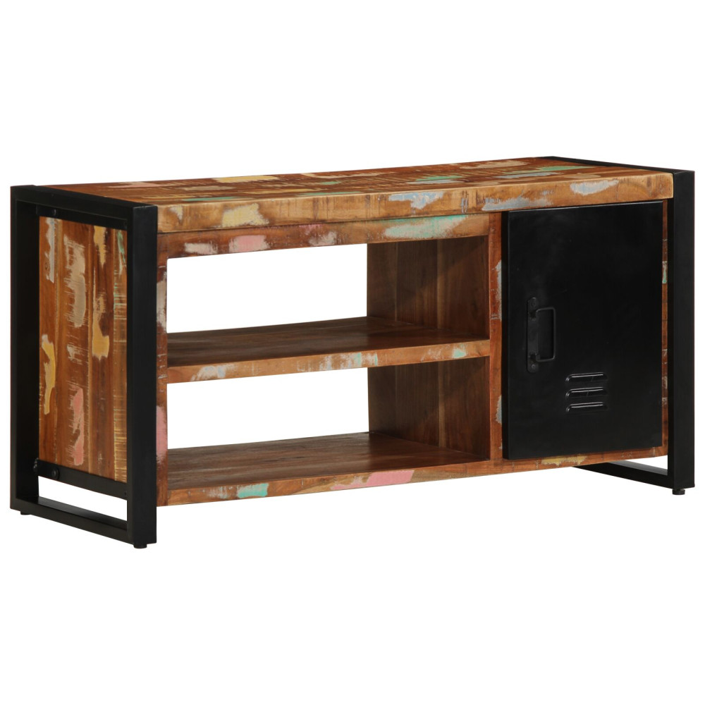 Produktbild för Skobänk Flerfärgsdesign 100 x 40 x 50 cm Massivt återvunnet trä