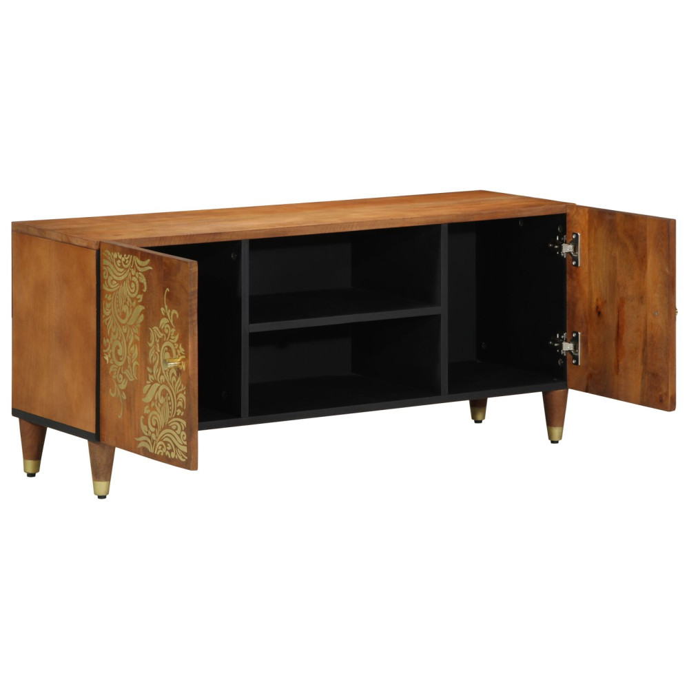 Produktbild för TV-skåp med hylla Honung brun 105 x 33 x 46 cm Massivt mangoträ