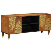 Produktbild för TV-skåp med hylla Honung brun 105 x 33 x 46 cm Massivt mangoträ