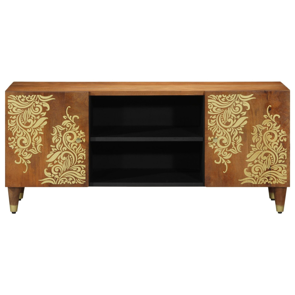 Produktbild för TV-skåp med hylla Honung brun 105 x 33 x 46 cm Massivt mangoträ