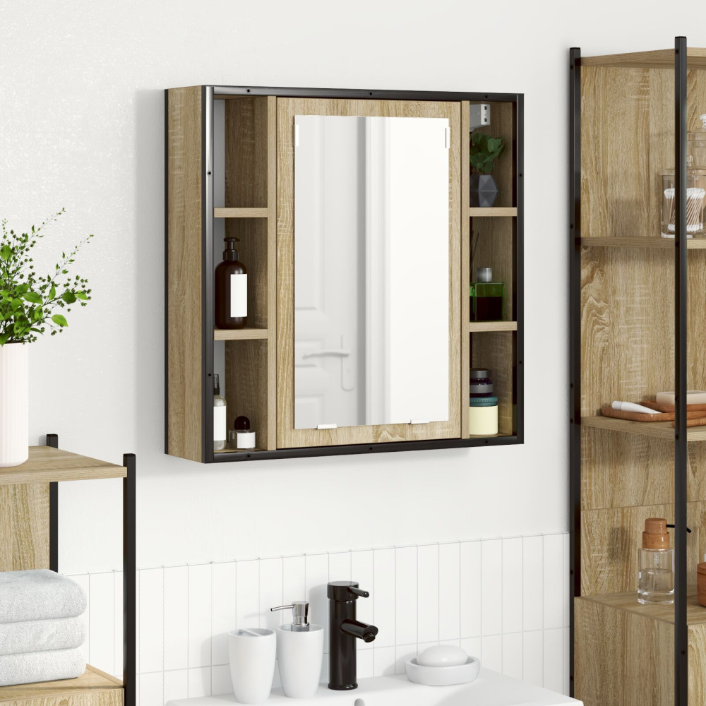 Produktbild för Spegelskåp med hylla Sonoma-ek 60 x 16 x 60 cm Konstruerat trä
