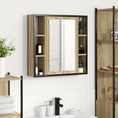 vidaXL Spegelskåp med hylla Sonoma-ek 60 x 16 x 60 cm Konstruerat trä