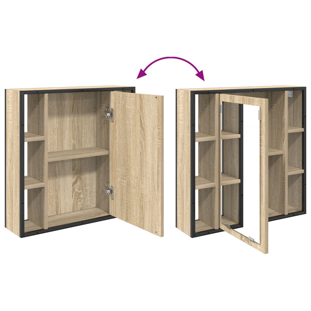 Produktbild för Spegelskåp med hylla Sonoma-ek 60 x 16 x 60 cm Konstruerat trä