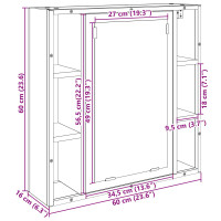 Produktbild för Spegelskåp med hylla Sonoma-ek 60 x 16 x 60 cm Konstruerat trä