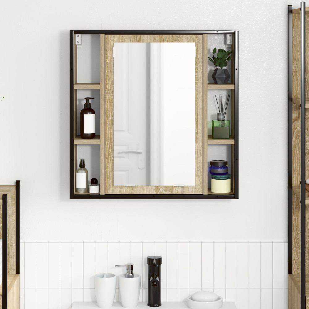 Produktbild för Spegelskåp med hylla Sonoma-ek 60 x 16 x 60 cm Konstruerat trä