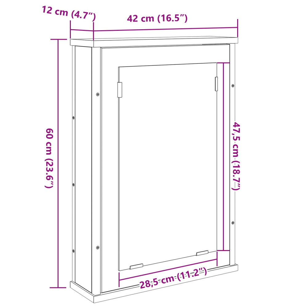 Produktbild för Spegelskåp med hylla Sonoma-ek 42 x 12 x 60 cm Konstruerat trä