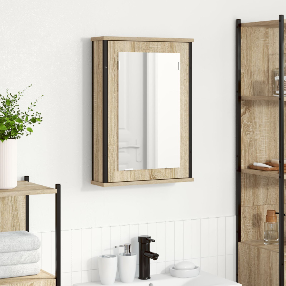 Produktbild för Spegelskåp med hylla Sonoma-ek 42 x 12 x 60 cm Konstruerat trä