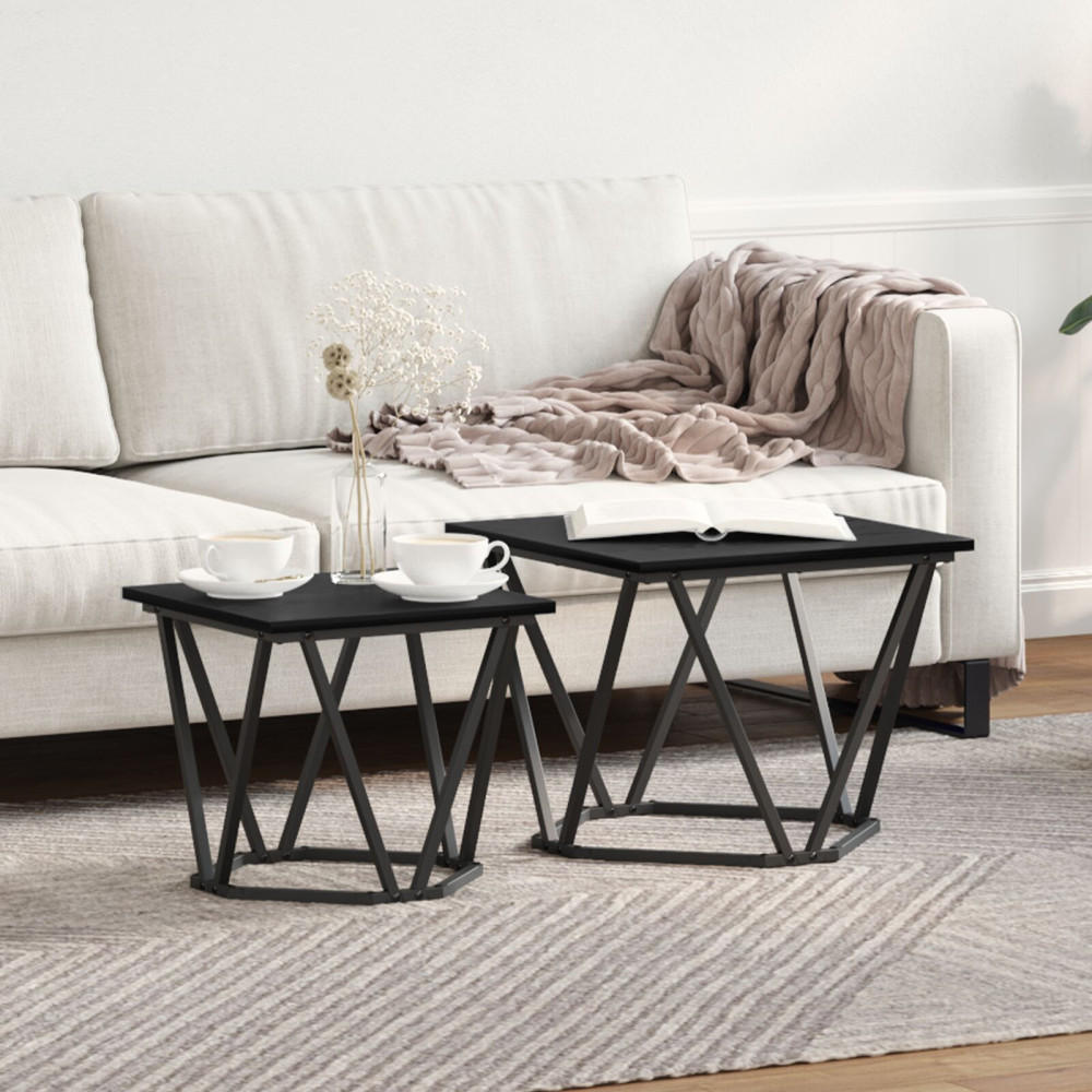 Produktbild för Sidobordsset 2 pcs Svart ek 50 x 50 x 40 cm
