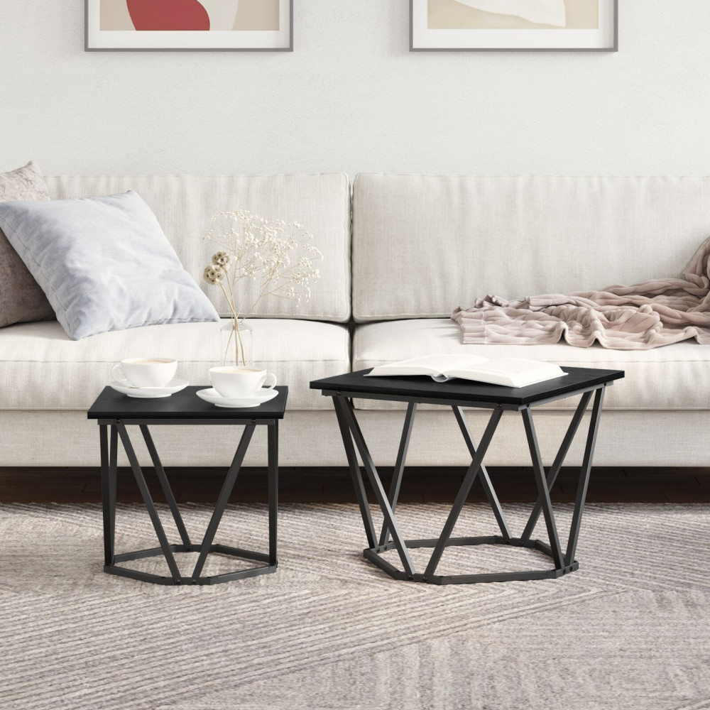 Produktbild för Sidobordsset 2 pcs Svart ek 50 x 50 x 40 cm
