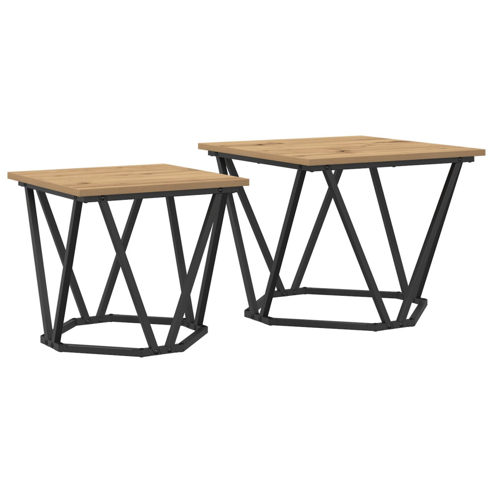 Produktbild för Sidobordsset 2 pcs Artisan Ek Konstruerat trä och stål
