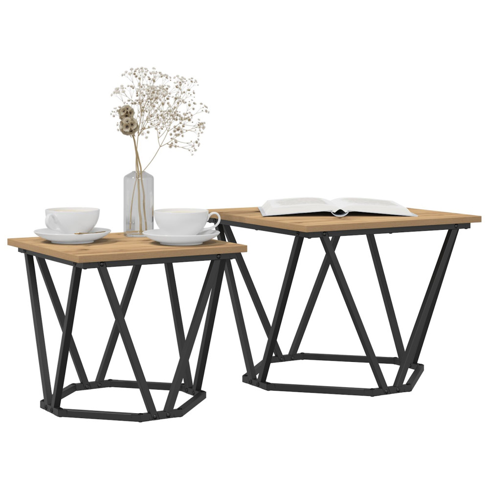 Produktbild för Sidobordsset 2 pcs Artisan Ek Konstruerat trä och stål