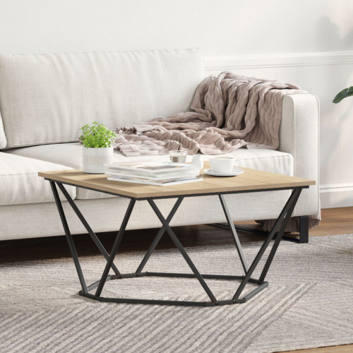 vidaXL Kaffeebord Sonoma-ek 80 x 80 x 45 cm Konstruerat trä och stål