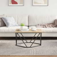 Produktbild för Kaffeebord Sonoma-ek 80 x 80 x 45 cm Konstruerat trä och stål